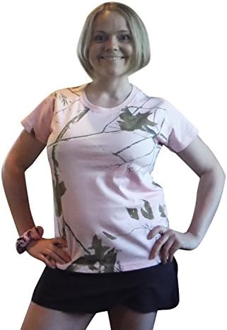 Realtree Pink Tshirt + Scrunchie, 2PC Pink Camo Tee + Ponytail Holder (Realtree AP Pink Tee + Scrunchie 2PC Set, X-Large)