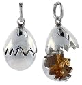 Sterling Silver High Polished Movable Dinosaur Egg Pendant