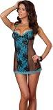 Sexy Blue & Black Babydoll Chemise Lingerie - 2 Piece Set