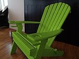 NEW DELUXE 7 SLAT TROICAL LIME Poly Lumber Wood Folding Adirondack Chair WITH OTTOMAN- Amish Made USA