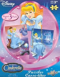 Disney Princess Cinderella 3 Pack Puzzle Collection - 24 Pieces Each