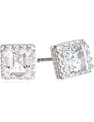 Sterling Silver 6mm Princess Cut White Topaz Stud Earrings