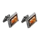 Baltic Honey Amber and Sterling Silver Simple Square Cufflings