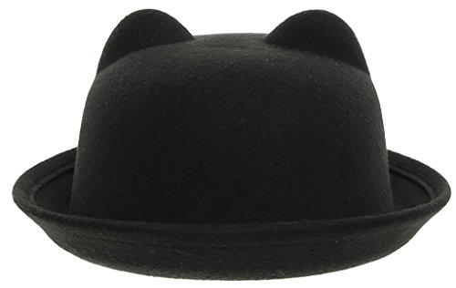 EOZY Kid Girls Wool Felt Cat Ears Hat Fedora Bowler Head Circumference 21