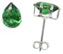 Sterling Silver Pear Shape 3/4 Carat Size (each) Emerald Green Cubic Zirconia Stud Earring