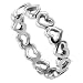 Sterling Silver 4mm Wide Band Tiny Hollow Hearts Polish Finish Ring Size 7