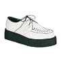 CREEPER 2 Mens Creeper Shoes Gothic Retro Rockabilly Platform Shoes White Leather Size: 12