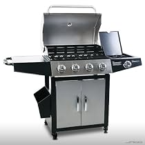 EDELSTAHL GASGRILL GAS GRILL GRILLWAGEN BARBECUE BBQ MS MIT TEMPERATURANZEIGE