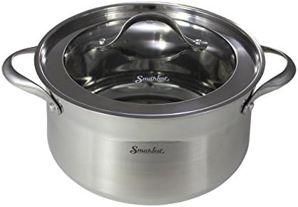 SMAKFEST Stainless Steel Stock Pot with Glass Lid (Induction Compatible) (4 QT)