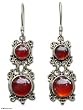 Carnelian earrings, 'Radiant Queen' 0.6" W 1.8" L