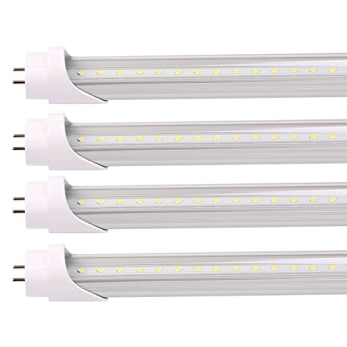 Enegitech 4ft T8 LED Light Tube 18W (40W Equivalent) 2100LM 5000K Crystal White Glow Dual Ended T10 T12 G13 Fluorescent Replacement Lighting Fixtures