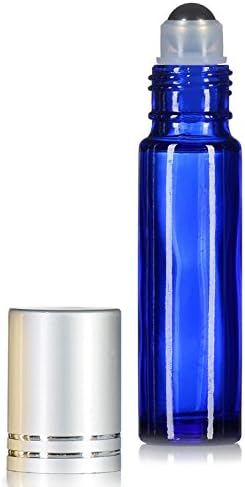 Essential Oils Roller Bottles with Recipe eBook Cobalt Blue Glass Roll On Bottles for Perfume,Wax,Lip Balm,Essential Oils,Deodorant,10ml,12-Pack (12, Cobalt Blue)