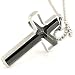 360 Degrees Spinning Cross Stainless Steel Cubic Zirconia Blacks Pendant Necklace
