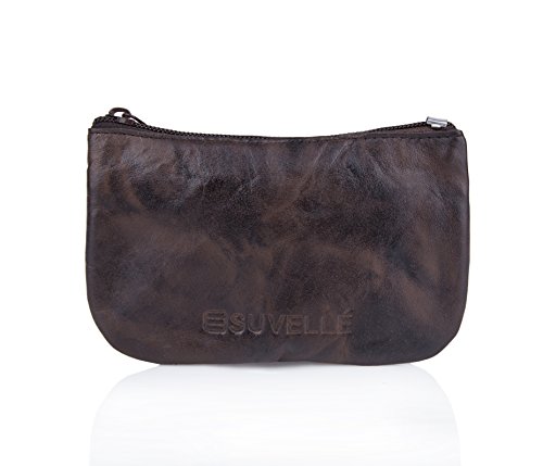Suvelle Men's Leather Zippered Coin Pouch Purse # WP470