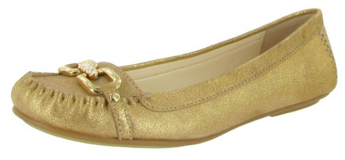 COACH Flynn Womens Tumbled Leather Ballet Flats Slip On Dress Shoes Metallic Gold COACH Flynn Womens Tumbled Leather Ballet Flats Slip On Dress Shoes Metallic Gold
