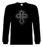 Best Price Funny Long Sleeve T-Shirts (Rhinestone Cross) Humorous Hilarious Crazy Slogans & Comical Sayings Lol Tee Shirt; Great Gift Ideas for Adults, Men, Women, Boys, Youth, & Teens; Cool Quotes Collectible Novelty Shirts