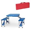 Picnic Table Red Portable Table With Four Bench Seats Folds Into Carrying Case