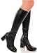 Pleaser Brand Style GoGo300 Go Go Cheerleader Black Knee High GoGo Disco Boots with 3" Chunky Block Heel