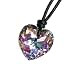Queenberry (Free S/H) Swarovski Crystal Vitrail Light Ab Heart Pendant 18mm Black Leather 1mm Choker Necklace 14
