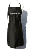 Black Embroidered Apron Kitchen Bitch