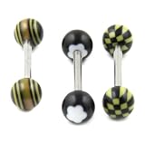 Set of 3 Acrylic Tongue Barbells - 14g