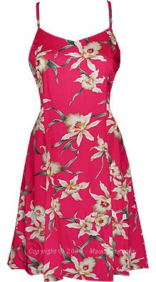 Princess Seam Tailored Fit Sun Dress - Star Orchid Form Fitting A-Line Hawaiian Aloha Style 170 Sun Dress - Mini Style