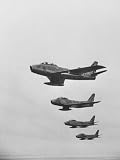 Fifth Air Force in Korea, F-86 Jets in Flight Photographic Poster Print by Michael Rougier, 18x24