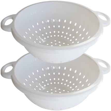 Set of 2 Large Capacity Jumbo Colanders with Large Holes for Maximum Drainage