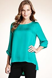 Slash Neck 34 Tab Sleeve Blouse
