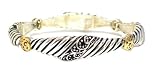 Just Give Me Jewels Oxidized Silvertone And Goldtone Stackable Stretch Filigree Rope Bangle Bracelet