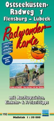 Radwanderkarte Ostseeküsten-Radweg 1, Flensburg - Lübeck: Radwanderkarte Ostseeküsten-Radweg 1, Flensburg - Lübeck: Mit Ausflugszielen, Einkehr- und ... wetterfest, abwischbar, recycelbar, GPS-genau