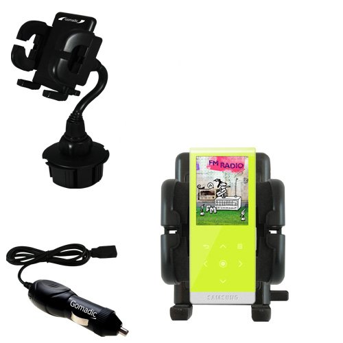 Samsung YP-T10JABY Auto Cup Holder with Car Charger - Uses Gomadic TipExchange