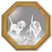 Decorative Etched Mirror - Dog Art Etching, Octagon Solid Oak Framed Wall Mirror, 13 inches