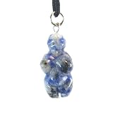 Sodalite Gemstone Mini Goddess Pendant with Adjustable Corded Necklace