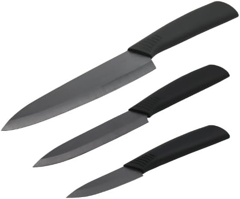 Toponeware CKBKB357 3-Piece Ceramic Knife Set, Black