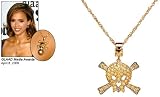 Gold CZ Skull and Crossbones Necklace Small Emitations