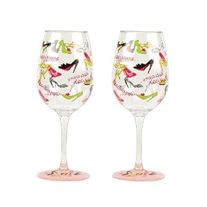 Lolita Love My Party Stiletto 16-Ounce Acrylic Wine Glasses, Set of 2