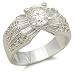 Solitaire CZ Center with Baguette Sides CZ Engagement Ring