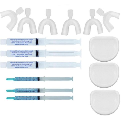 Best Price 3 Pack - Complete Professional 35% Teeth Whitening Kits with NEW FCP Enamel Booster Gels by Watts Power White