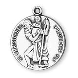 Sterling Silver Saint Christopher Medal and 24-inch Chain
