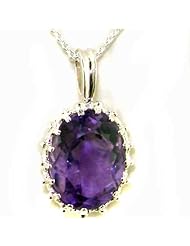 Luxury Ladies Solid White 9K Gold Large 14x10mm Amethyst Vintage Pendant Necklace - Ideal for Christmas, Birthday, Anniversary or Mothers Day Gift