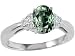 1.12 cttw Genuine Green Sapphire and Diamond Ring - 14kt White Gold