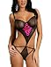 O Sexy Lingerie Women’s Fishnet Teddy Lingerie, Black/Hot Pink, One Size