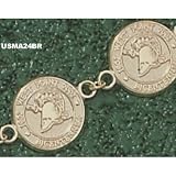Army Black Knights Solid 10K Gold Bicentennial Seal 1/2'' Bracelet 7 1/4''