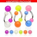 Body Accentz&trade; Glow in Dark Belly Rings Set of 6 Navel Rings Body Jewelry Piercing Bar Ring Rings 14g