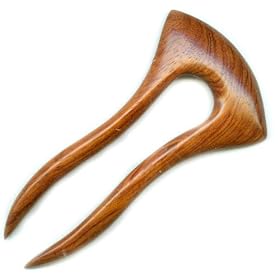 “Ursula” Style Hair Fork Natural Exotic African Bubinga Wood