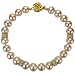 Peach 7-8mm AAA Cultured Pearl Strand 18K Yellow Gold Overlay Sterling Silver Diamond Cubic Zirconia Roundel Bracelet 7" LS1R2)