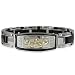 Floating Cubic Zirconia Black Cross Link Stainless Steel Cuff Bracelet