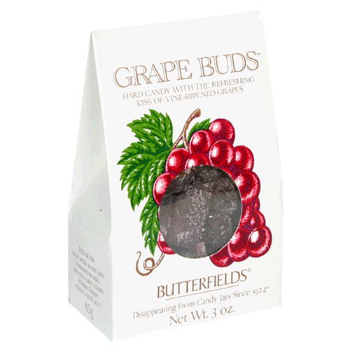 Butterfields Candy, Grape Buds, 3-Ounce Boxes (Pack of 24) by Butterfields Candy
