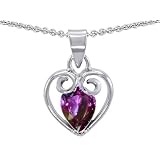 1.00 cttw 14k White Gold Plated 925 Sterling Silver and Created Pear Shape Alexandrite Pendant -...